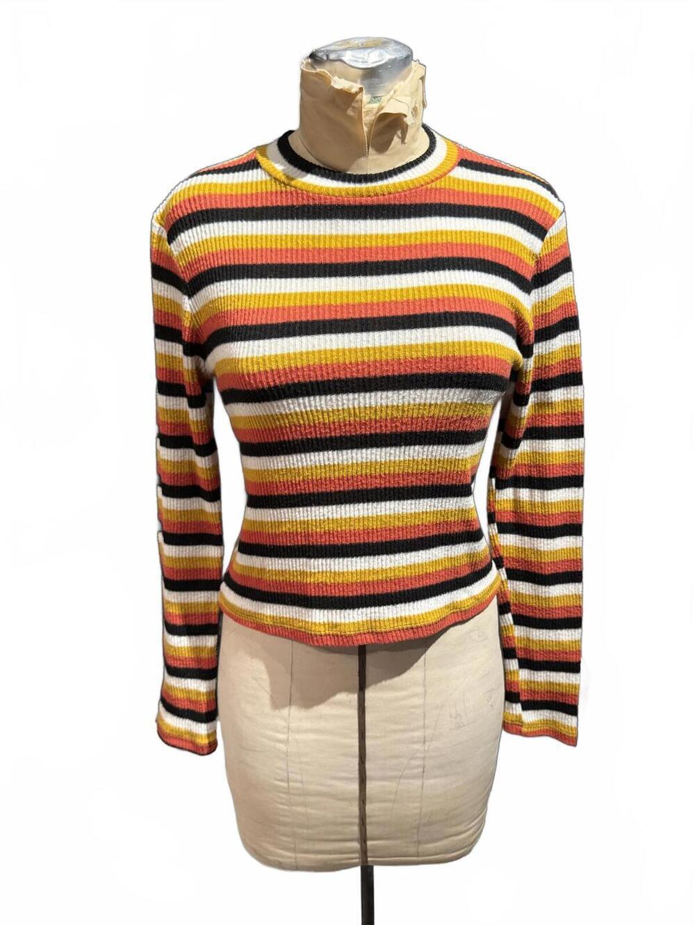 Caution to the Wind Striped Long Sleeve Ribbed Knit Sweater